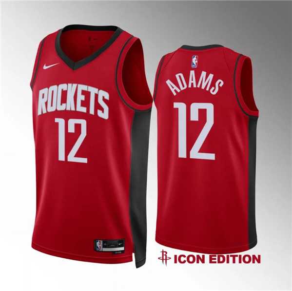 Mens Houston Rockets #12 Steven Adams Red Icon Edition Stitched Jersey Dzhi